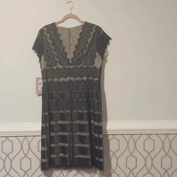 JS Collection Black Lace Dress Size 14 Ladies NWT Nude Underlay Cocktail Evening - Picture 2 of 16